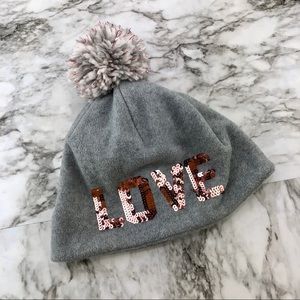 GAP Kids Sequin Love Rose Gold Gray Beanie Hat